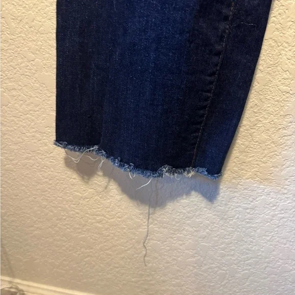 OAT New York Dark Wash High Waist Wide Leg Cropped Jeans Raw Hems Size 26 Used - Picture 6 of 7